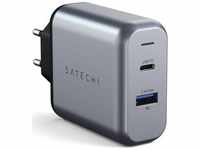 Satechi ST-MCCAM-EU, Satechi Dual Port Wall Charger USB C/A Space Gray (30 W, Power