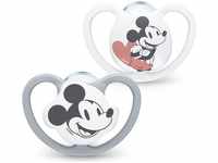 NUK Disney Minnie Mouse Space Silikon-Schnuller, 6-18 Monate, 2 Stück, grau & weiß