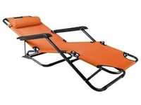 VCM, Liegestuhl, klappbare Sonnenliege Relaxliege Liegestuhl Orange Klappliege Stahl