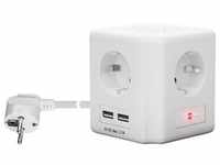 Goobay, Steckdosenleiste, goobay 4-way socket cube with switch and 2 USB ports