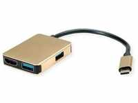 Roline GOLD USB Typ C Dockingstation, HDMI 4K, 2x USB 3.2 Gen 1, 1x PD (USB C),