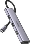 Ugreen 20841, Ugreen Hub CM473 Type C to 4x USB 3.0 (gray) (USB-C, 4 Ports) (20841)
