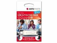 AGFAPHOTO USB 3.0 2in1 64GB USB-TypeC (64 GB, USB C), USB Stick, Silber