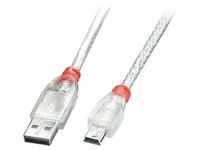 Lindy USB 2.0 Kabel A/Mini-B, transparent, 2m USB High Speed (2 m, USB 2.0), USB