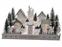 Konstsmide, Weihnachtsbeleuchtung, LED Holzsilhouette 'Dorf'