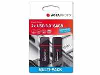 AGFAPHOTO USB 3.2 Gen 1 64GB black MP2 (64 GB, USB 3.2), USB Stick, Schwarz