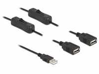 Delock Kabel USB Typ-A Stecker zu 2 x USB Typ-A Buchse mit Schalter 1 m (1 m, USB