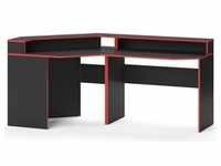 Vicco Gaming Tisch Kron, Rot/Schwarz, 190 x 90 cm Eckform, Gaming Tisch, Rot