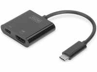 Digitus USB Type C zu HDMI und USB C (USB Typ-C, HDMI, 18 cm) (10185958) Schwarz