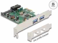 Delock PCI Express x1 Karte zu 2 x extern USB 3.2 Gen 1 Typ-A + 1 x intern 19 Pin USB