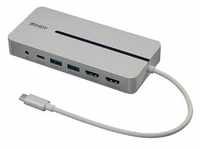 Lindy DST-Pro M (USB C), Dockingstation + USB Hub, Silber, Weiss