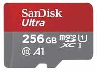 SanDisk Ultra (microSDXC, 256 GB, U1, UHS-I), Speicherkarte, Grau, Rot