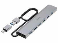 Hama 7 Port USB-Hub (USB A, USB C), Dockingstation + USB Hub, Grau