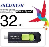 A-DATA ACHO-UC300-32G-RBK/GN, A-DATA Adata USB 32GB UC300 bkgn 3.2 USB Typ C