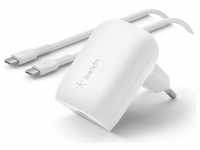 Belkin 30W USB-C CHARGER WITH POWER (30 W, Power Delivery 3.0), USB Ladegerät, Weiss