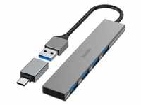 Hama Slim (USB A, USB C), Dockingstation + USB Hub, Grau