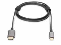 Digitus USB Typ C — HDMI (Typ A) (HDMI, 180 cm), Data + Video Adapter, Schwarz