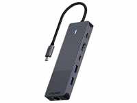 Rapoo USB-C Multiport Adapter, 6-in-1, grau (USB C), Dockingstation + USB Hub, Grau