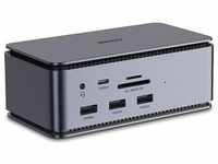 Lindy DST-Pro (USB C), Dockingstation + USB Hub, Grau
