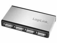 LogiLink USB 2.0 4-Port Hub mit Netzteil und Aluminiumgehäuse (USB A),