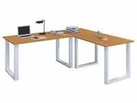 VCM, Schreibtisch, Büromöbel Eckschreibtisch Lona 50 U Alu Weiß (130 x 130 x...