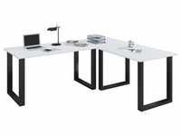 VCM, Schreibtisch, Büromöbel Eckschreibtisch Lona Tiefe 50 cm U Alu Schwarz (130 x