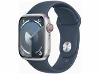 Apple MRHW3QF/A, Apple Watch Series 9 (41 mm, Aluminium, 4G, M/L) Silber/Storm Blue