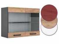 Vicco, Regal, Küchenschrank Glas R-Line, Goldkraft Eiche/Anthrazit, 80 cm