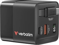 Verbatim 32217, verbatim 65W USB-A, USB-C GaN Ladeger&auml;t mit einziehbarem Kabel,