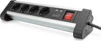 Digitus DA-70614, Digitus 4-fach Office-Steckdosenleiste mit 2x USB-Anschl&uuml;ssen