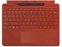 Microsoft Surface Pro Type Cover Poppy Red mit Surface Slim Pen 2 Bundle Tastatur und