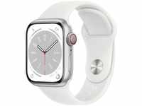 Apple Watch Series 8 (GPS + Cellular) 41mm Aluminiumgehäuse silber, Sportband weiß