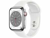 Apple Watch Series 8 (GPS + Cellular) 41mm Edelstahlgehäuse silber, Sportband...