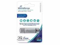 MediaRange USB Stick 3.0 - 128 GB, Kombo-Stick mit USB Type-CTM Stecker, silber