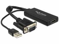 DELOCK 62668, Delock VGA zu HDMI Adapter mit Audio schwarz/black 0,25m USB Typ-A