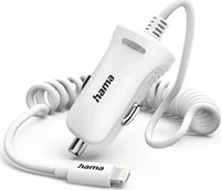 Hama 183270, Hama KFZ-Ladeger&auml;t Spiral-Kabel Lightning 1A Wei&szlig;