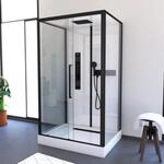 Aurlane Komplettdusche 'Urban 2' mit Schiebet&uuml;r schwarz 115 x 90 x 215 cm