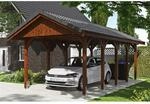 SKAN HOLZ Einzelcarport 'Wallgau' mit Dachlattung 380 x 750 cm nussbaum