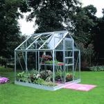 Halls Gew&auml;chshaus 'Popular 66' 193 x 195 cm mit 3 mm Sicherheitsglas aluminiumfarben