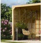Karibu Lamellenwand naturfarben 295 x 235 cm f&uuml;r Pavillon 'Cubus'