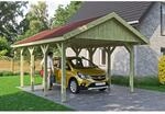 SKAN HOLZ Einzelcarport 'Wallgau' mit roten Schindeln 430 x 600 cm natur