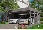 SKAN HOLZ Doppelcarport 'Friesland Set 3' mit Aluminiumdach, Seiten- und R&uuml;ckwand