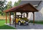 SKAN HOLZ Einzelcarport 'Wallgau' mit roten Schindeln 430 x 500 cm nussbaum