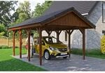 SKAN HOLZ Einzelcarport 'Wallgau' mit Dachlattung 430 x 600 cm nussbaum