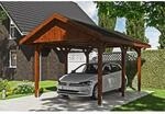 SKAN HOLZ Einzelcarport 'Wallgau' mit schwarzen Schindeln 380 x 500 cm nussbaum