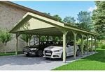 SKAN HOLZ Doppelcarport 'Wallgau' mit roten Schindeln 620 x 900 cm natur