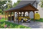 SKAN HOLZ Einzelcarport 'Wallgau' mit Dachlattung 430 x 750 cm nussbaum