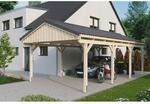 SKAN HOLZ Einzelcarport 'Fichtelberg' 423 x 808 cm naturfarben mit Dachlattung