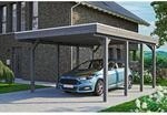SKAN HOLZ Einzelcarport 'Friesland' mit EPDM-Dachfolie 397 x 555 cm schiefergrau