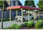 SKAN HOLZ Einzelcarport 'Spreewald' 345 x 589 cm rote Blende KDI impr&auml;gniert